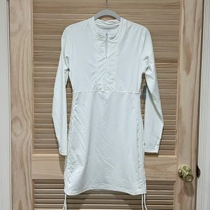 Athleta NWT White Rashguard Dress coverup zipper adjustable sides